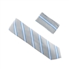 Silver With Blue, Silver and White Striped Necktie With Matching Pocket Square WTHXL-911