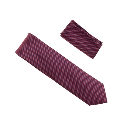 Black With a Burgundy Dot Designed Necktie With Matching Pocket Square WTHXL-913