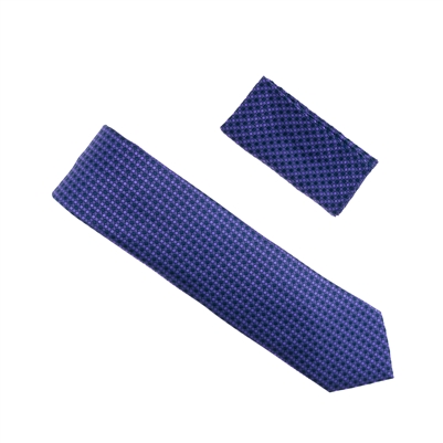 Purple & Black Designed Extra Long Necktie Tie with Matching Pocket Square WTHXL-917