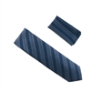Navy with Grey Striped Designed Extra Long Necktie Tie with Matching Pocket Square WTHXL-930