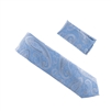 Baby Blue and Grey Designed Extra Long Necktie with Matching Pocket Square WTHXL-936