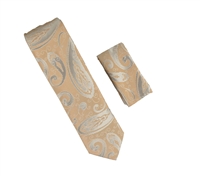 Light Camo and Silver Designed Extra Long Necktie Tie with Matching Pocket Square WTHXL-937