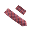 Red with Navy and Mini Silver Striped Designed Extra Long Necktie Tie with Matching Pocket Square WTHXL-950