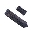 Navy, Champagne Toast & Tan Leaf Designed Extra Long Necktie Tie with Matching Pocket Square WTHXL-952
