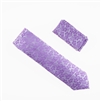 Silver & Lavender Floral Designed Extra Long Necktie With Matching Pocket Square WTHXL-959