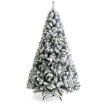 7.5 Foot Easy Set Up Snow Flocked Faux Pine Christmas Tree with Metal Stand