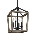 4 Light Lantern Adjustable Dimmable Square/Rectangle Chandelier