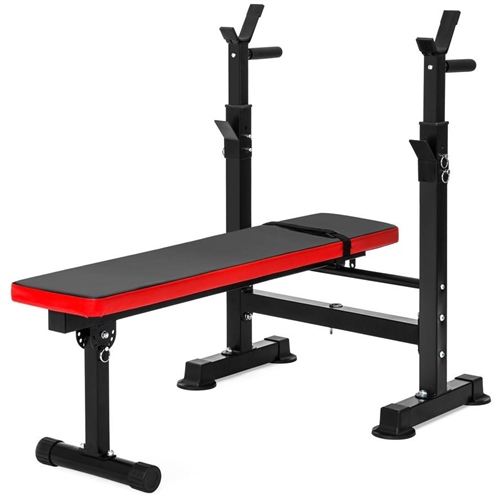 Adjustable Folding Flat Bench Press Barbell Weight Rack Home Gym