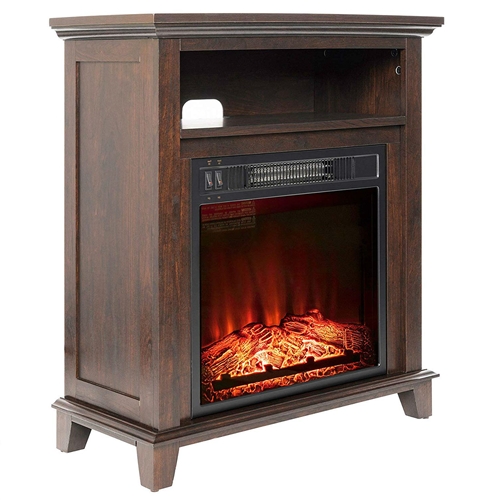 Freestanding Electric Fireplace Heater in Brown Wood Finish