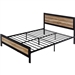 Full Industrial Metal Wood Rivet Platform Bed Frame w/ Headboard and Footboard