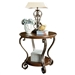 Accent End Table Nightstand in Brown Wood with Scrolling Metal Legs