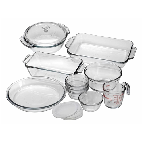 15-Piece Glass Bakeware Food Storage Set with 4 Ramekins and Measuring Cup