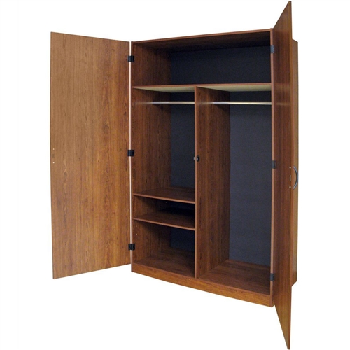 Wardrobe Cabinet Bedroom Organizer Storage Closet in Brown Wood Finish