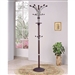 Wood and Metal Coat Rack Hat Stand with Hooks on Top and Middle