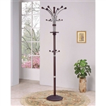 Wood and Metal Coat Rack Hat Stand with Hooks on Top and Middle