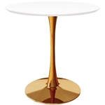 Modern Classic 36-inch Round Pedestal Dining Table with White Top and Gold Base