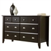 Dark Brown Wood 6-Drawer Wardrobe Dresser