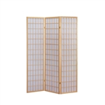 3-Panel Wooden Room Divider Japanese Shoji Screen in Natural