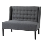 Scandinavian 2 Seater Button Tufted Loveseat Wooden Legs Gray Linen