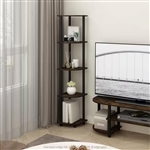 5-Shelf Modern Corner Bookcase in Black Brown Wood Finish