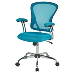 Blue High Back Mesh Office Chair with Padded Armrest