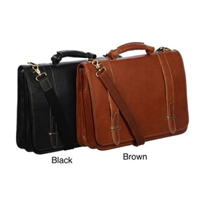 Top Grain Leather Traditional Double Slip-In Executive Briefcase