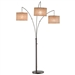 Modern 3-Light Arch Floor Lamp in Antique Bronze with Drum Style Shades