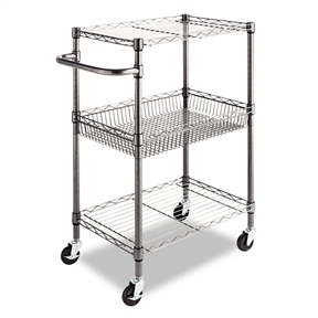 3-Tier Metal Kitchen Cart / Utility Cart with Adjustable Shelves and Casters