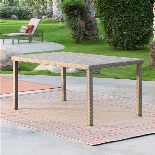 Weather Resistant Resin Wicker Patio Dining Table 63-inch with Steel Frame