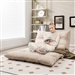 Modern Adjustable Floor Lounge Chair Sofa Bed with 2 Lumbar Pillows in Beige