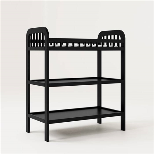 Black Wooden Baby Changing Table with Safety Rail Pad