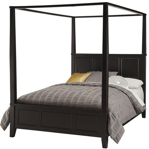Queen size Contemporary Canopy Bed in Black Wood Finish