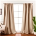 52 x 84 inch Solid Beige Cream Thermal Blackout Curtain Panels - Set of 2