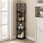 5-Shelf Modern Corner Bookcase in Espresso Black Wood Finish