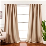 52 x 120 inch Solid Beige Cream Thermal Blackout Curtain Panels - Set of 2