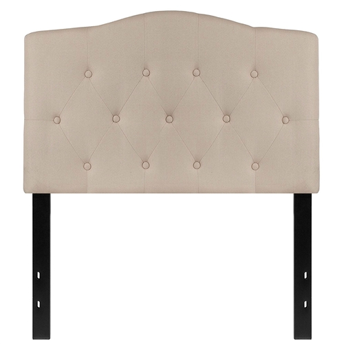 Twin size Beige Fabric Upholstered Button Tufted Headboard
