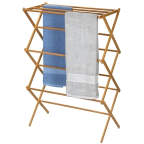 Folding Laundry Clothes Drying Rack in Bamboo Wood