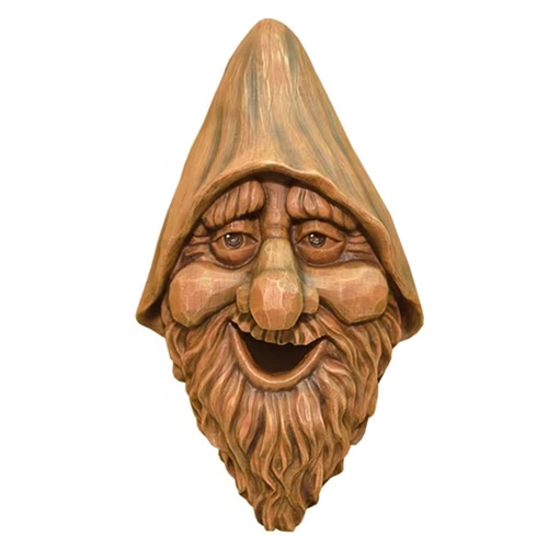 Outdoor Cast Resin Tree Face Birdhouse in Wood Finish