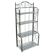 Indoor / Outdoor Folding Metal Bakers Rack with 4-Tier Lattice Shelves in Black Iron