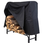 4-Ft Indoor Outdoor Black Metal Firewood Holder Log Rack with Cover