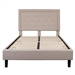 Full Beige Fabric Upholstered Platform Bed Frame with Tufted Headboard