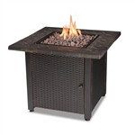 30-inch Outdoor Bronze LP Propane Gas Fire Pit with Lava Rocks and Cover