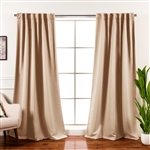 52 x 108 inch Solid Beige Cream Thermal Blackout Curtain Panels - Set of 2