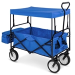 Collapsible Utility Wagon Cart Indoor/Outdoor w/ Canopy - Blue