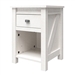 Farmhouse 1-Drawer Bedroom Nightstand with Open Shelf in Rustic Off-White Oak