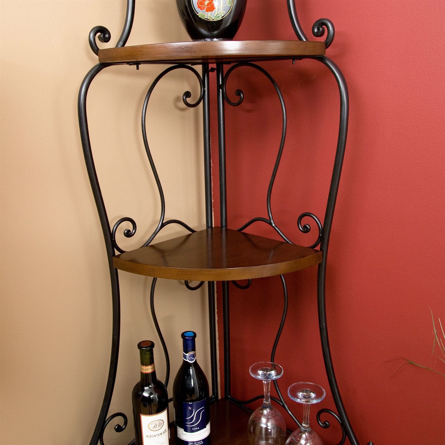 Space Saving Corner Bakers Rack With Wrought Iron Frame ...