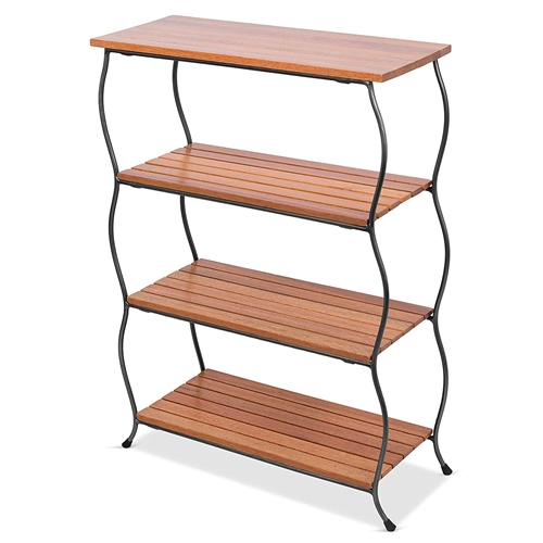 Freestanding 4-Shelf Wood Metal Shelving Unit Bookcase