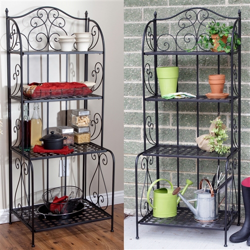 Indoor / Outdoor  Folding Metal Bakers Rack Plant Stand with 4 Shelves