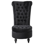 Black Tufted High Back Plush Velvet Upholstered Accent Low Profile Chair
