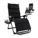 Black Zero Gravity Adjustable Lounge Chair Removable Cushion Cup Holder Tray